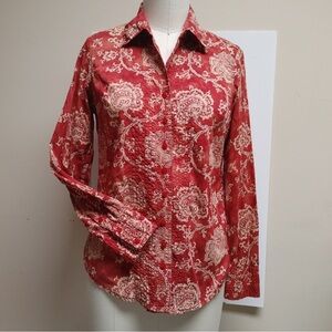 Floral Red Button-Up Shirt
